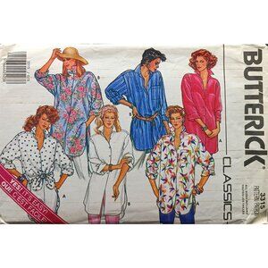 Vintage Butterick 3315 Misses Oversized Shirt Pattern Multiple Styles 80S Classi